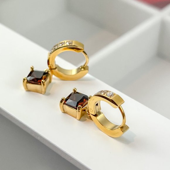 Gold Plated Small Huggie Hoop With Charm Earrings - Picture 5 of 7